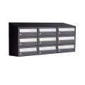 Allux Hive set postkast staal verzinkt gepoedercoat 3-breed 3-hoog met dak zwart 40030070_3x3d