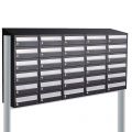 Allux Hive set postkast staal verzinkt gepoedercoat 5-breed 6-hoog met dak op statief zwart 40030070_5x6ds