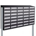 Allux Hive set postkast staal verzinkt gepoedercoat 5-breed 7-hoog met dak op statief zwart 40030070_5x7ds