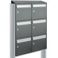 Allux Flow set postkast staal verzinkt gepoedercoat 2-breed 3-hoog met dak op statief antraciet 40040065_2x3ds