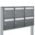 Allux Flow set postkast staal verzinkt gepoedercoat 3-breed 2-hoog op statief antraciet 40040065_3x2s