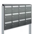 Allux Flow set postkast staal verzinkt gepoedercoat 4-breed 3-hoog met dak op statief antraciet 40040065_4x3ds