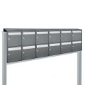 Allux Flow set postkast staal verzinkt gepoedercoat 6-breed 2-hoog met dak op statief antraciet 40040065_6x2ds