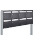 Allux Flow set postkast staal verzinkt gepoedercoat 4-breed 2-hoog op statief zwart 40040070_4x2s