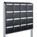 Allux Flow set postkast staal verzinkt gepoedercoat 4-breed 4-hoog met dak op statief zwart 40040070_4x4ds