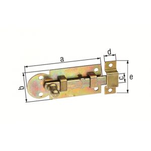 GAH Alberts schuif raamgrendel geel verzinkt recht met tegenstuk 80 mm 113018
