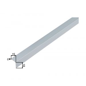 GAH Alberts hoekprofiel PVC aluminium grijs 20x20x1 mm 2,6 m 485047