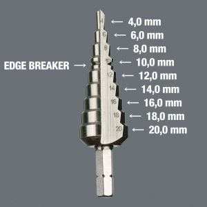 Wera 843 trappenboor bit 4-20 mm 75 mm 05104672001