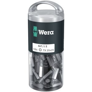 Wera 867/1 Torx bit DIY 100 TX 25x25 mm 100 delig Pro-Box 05072449001