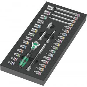 Wera 9720 schuimrubberen inzetstuk met 8000 A Zyklop ratel 1/4 inch set 1 37 delig 05150110001