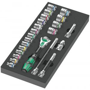 Wera 9721 schuimrubberen inzetstuk met 8000 B Zyklop ratel 3/8 inch set 1 23 delig 05150111001