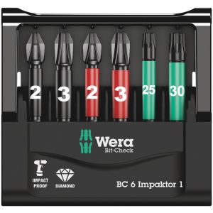Wera Bit-Check 6 Impaktor 1 bit set 6 delig 05057695001