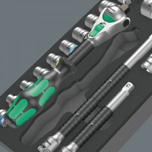 Wera 9721 schuimrubberen inzetstuk met 8000 B Zyklop ratel 3/8 inch set 1 23 delig 05150111001