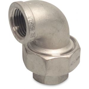 Mega Profec nummer 96 knie koppeling 90 graden RVS 316 1.1/2 inch binnendraad type conisch 0080689