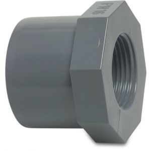 Mega Profec inlijmring PVC-U 40 mm x 1 inch lijm spie x binnendraad 10 bar grijs 0110789