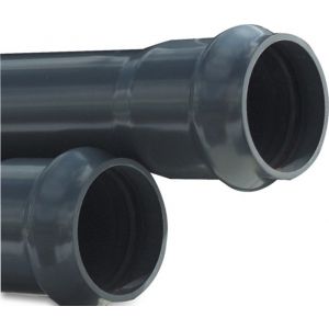 Bosta drukbuis PVC-U 125 mm x 4,8 mm manchet x glad ISO-PN10 grijs 5 m 0301004