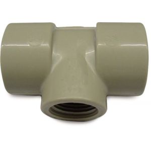 Bosta T-stuk 90 graden PP 3/4 inch x 1/2 inch x 3/4 inch binnendraad 10 bar beige 0330475