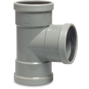 Bosta T-stuk 87 graden PVC-U 200 mm SN4 manchet grijs KOMO-BENOR 0360303