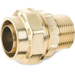 Beulco aansluitstuk messing 25 mm x 3/4 inch knel x buitendraad SDR 9 10 bar KIWA type 7701 0701402