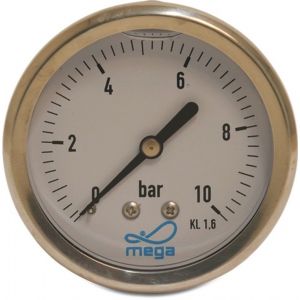 Mega Profec manometer 63 mm buitendraad 0-16 bar type glycerine gevuld achteraansluiting 1/4 inch 0859909