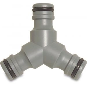 Hydro-Fit 3-weg slangkoppeling PVC-U mannelijk klik grijs type blister 7010943