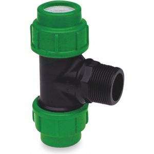 VDL T-stuk 90 graden PP 63 mm x 1.1/2 inch x 63 mm knel x buitendraad x knel 10 bar zwart-groen KIWA 7018416