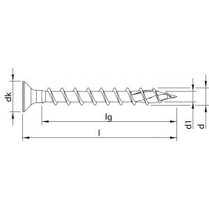 Heco-Topix-Plus scharnierschroef 4,5x40 mm platverzonken kop Heco-Drive HD 20 variabele voldraad verzinkt blauw A3K 500 stuks VARIANTA verpakking 60694