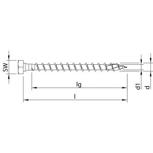 Heco-Topix-Plus houtbouwschroef 8,0x100 mm SW 13 combizeskantkop zeskantkop met T-Drive T 40 voldraad verzinkt blauw A3K 50 stuks VARIANTA verpakking 61262