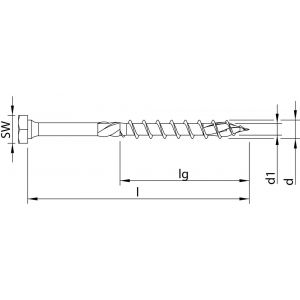 Heco-Topix-Plus houtbouwschroef 10,0x120 mm SW 15 combizeskantkop zeskantkop met T-Drive T 40 deeldraad verzinkt blauw A3K 50 stuks VARIANTA verpakking 61497