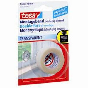 Tesa 55743 Powerbond montagetape transparant 1,5 m x 19 mm 55743-00001-20