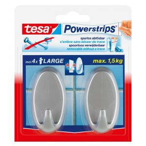 Tesa 58063 Powerstrips haakje ovaal large mat-chroom 2 stuks 58063-00000-20