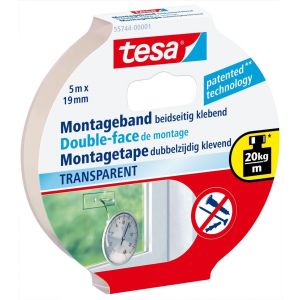 Tesa 55744 Powerbond montagetape transparant 5 m x 19 mm 55744-00001-20