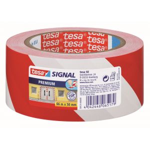 Tesa 58131 Premium waarschuwingstape rood-wit 66 m x 50 mm 58131-00000-01