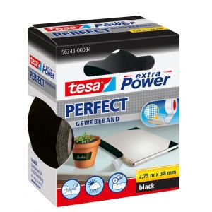 Tesa 56343 Extra Power Perfect textieltape zwart 2,75 m x 38 mm 56343-00034-03