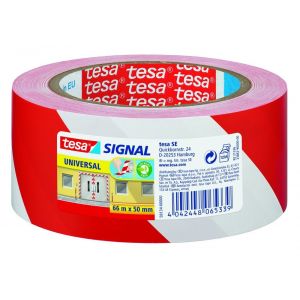 Tesa 58134 Universal waarschuwingstape rood-wit 66 m x 50 mm 58134-00000-00