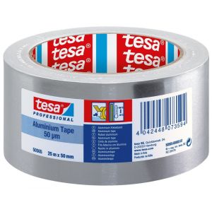 Tesa 50565 Tesaband 50 m x 50 mm aluminium sterke 50 µm aluminiumtape met en zonder voering (PV1 en PV0) 50565-00000-00