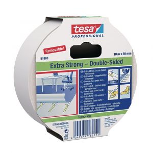 Tesa 51960 Tesafix 25 m x 50 mm transparant extra sterke vloerbedekkingstape verwijderbaar 51960-00002-00
