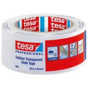 Tesa 4665 Tesaband 25 m x 48 mm transparante textieltape voor buiten 04665-00000-00