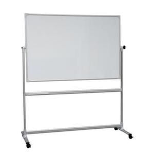 Orbis draaibord geëmailleerd formaat HxB 1000x2000 mm voor- en achterzijde whiteboard-magneetbord 4 zwenkwielen zilver geanodiseerd 521850