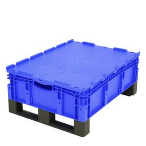 Orbis Euronorm stapelkrat PP HxLxB 238x800x600 mm 80 L dubbele bodem met sledepoten met deksel draagvermogen 200 kg blauw 509456