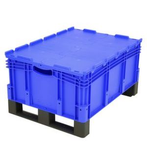 Orbis Euronorm stapelkrat PP HxLxB 338x800x600 mm 122 L dubbele bodem met sledepoten met deksel draagvermogen 200 kg blauw 509457