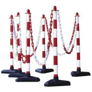 Orbis kettingstaander-set kunststof 6 kettingstaanders driehoekige voet 10 m ketting H boven maaiveld 870 mm rood-wit 501757