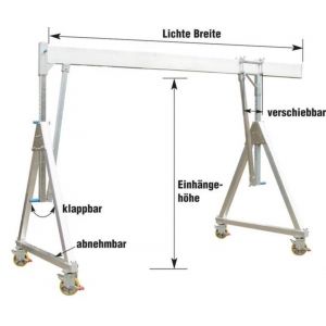 Orbis aluminium snelbouw-portaalkraan draagvermogen 1 T nuttige B 4000 mm verrijdbaar-vouwbaar 507311