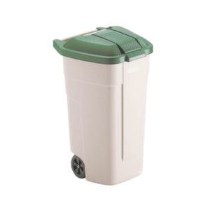 Orbis verrijdbare vuilcontainer 100 L HxLxB 850x530x510 mm ombouw-deksel beige-groen 658256