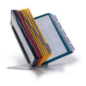 Orbis zichtmappensysteem staalplaat tafelstandaard L-formaat 30 mappen PP DIN A4 kleurenassortiment RAL 7035 503439