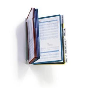 Orbis zichtmappensysteem staalplaat wandhouder 10 mappen PP DIN A4 kleurenassortiment RAL 7035 503444