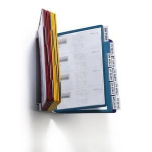 Orbis zichtmappensysteem staalplaat wandhouder 20 mappen PP DIN A4 kleurenassortiment RAL 7035 503445