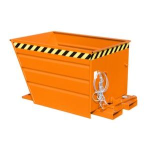 Orbis kiepbak staalplaat hefboomsluiting recht HxBxD 730x800x1370 mm inhoud 0,55 m3 draagvermogen 750 kg oranje 528243