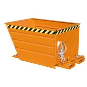 Orbis kiepbak staalplaat hefboomsluiting recht HxBxD 890x800x1440 mm inhoud 0,7 m3 draagvermogen 1000 kg oranje 528249