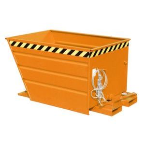 Orbis kiepbak staalplaat hefboomsluiting recht HxBxD 730x1200x1370 mm inhoud 0,9 m3 draagvermogen 1000 kg oranje 528255